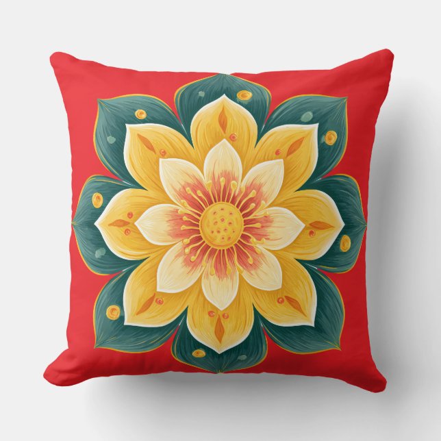 Almofada Decorativa com Impressão Floral Elegante (Frente)