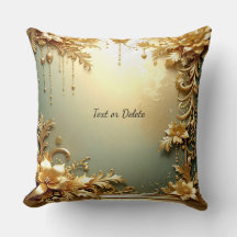Almofada Decorativa com Ornamentos Florais Dourado