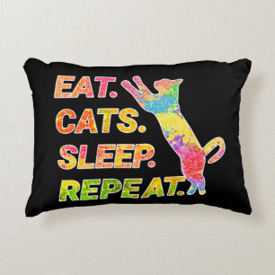 Almofada Decorativa Coma, Dorme, Gatos, Repetir - Gato Colorido