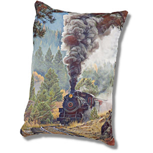 Almofada Decorativa Comboio A Vapor Com Motor De Caminho De Ferro A Fu