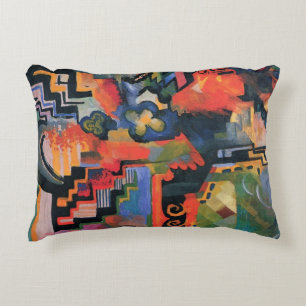 Almofada Decorativa Composição Colorida por August Macke, Arte Vintage