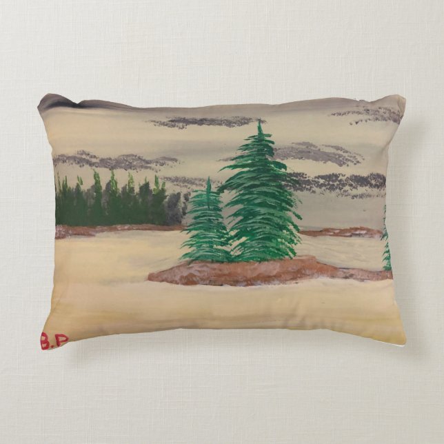 Almofada Decorativa Composição do Travesseiro Cinza, Amarelos e Navega (Frente)