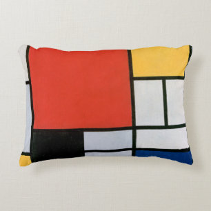 Almofada Decorativa Composição Mondrial Amarelo Vermelho Azul Preto