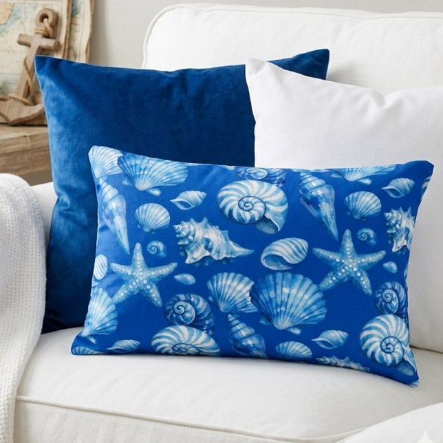 Almofada Decorativa Conchas. Náutico. Azul Cobalto.  (Criador carregado)