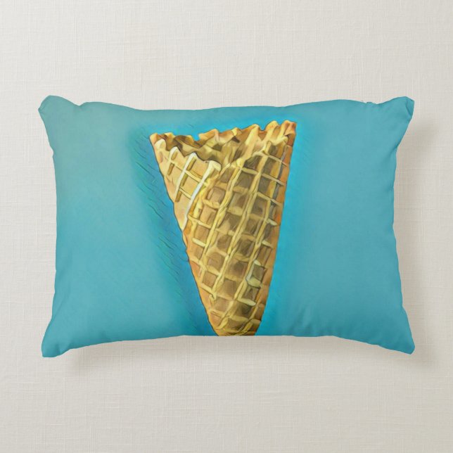 Almofada Decorativa Cone de waffle para amantes de sorvetes (Frente)
