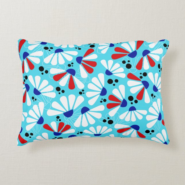 Almofada Decorativa Coneflower Confetti sobre Azul Tropical (Frente)