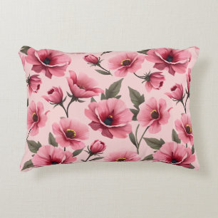 Almofada Decorativa Conjunto de fronha e capa de edredão floral rosa e