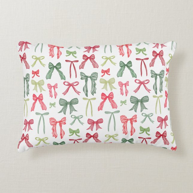 Almofada Decorativa Coquette Christmas Bows Pillow Sleeve Red Green (Frente)