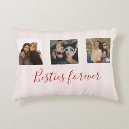Almofada Decorativa coquette Custom Besties Photos Collage Pink Stripe