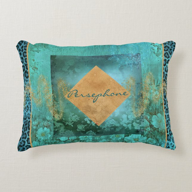 Almofada Decorativa Cor aqua verde-veridiana branca (Frente)