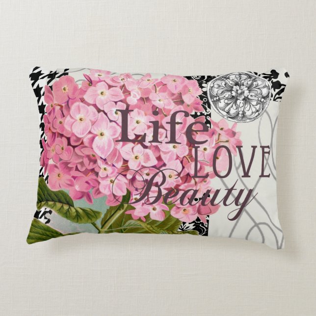 Almofada Decorativa Cor damasco Decoração Floral Bonito (Verso)