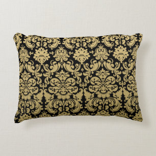Almofada Decorativa Cor damasco elegante Dourado e preta