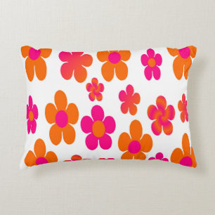 Almofada Decorativa Cor-de-rosa quente e vermelhos laranja