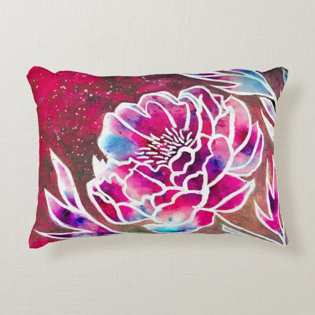 Almofada Decorativa Cor Floral Bonito, Rosa, Dahlia Girly (Frente)