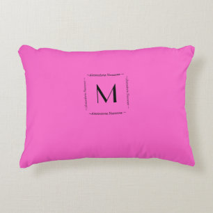 Almofada Decorativa Cor Monograma Nome Rosa Vibrante