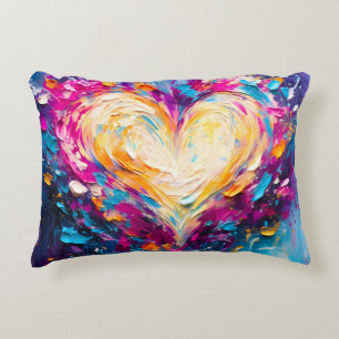 Almofada Decorativa Coração de Amor Moderno Abstrato Colorido