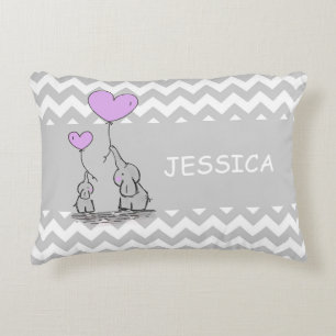 Almofada Decorativa Coração de Elefante de LAVANDA Branca de Cinza C