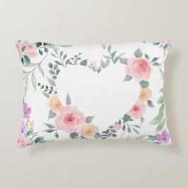 Almofada Decorativa Coração de Flor Rosa
