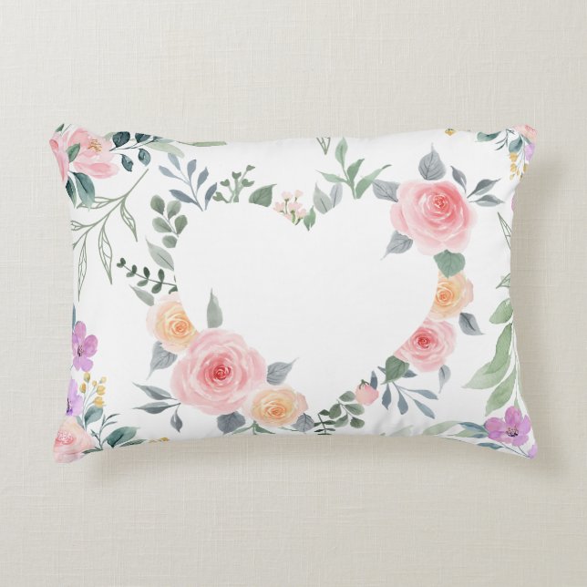 Almofada Decorativa Coração de Flor Rosa (Frente)