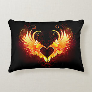 Almofada Decorativa Coração do Anjo Fogo com Asas