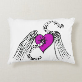 Almofada Decorativa Coração Música Rosa