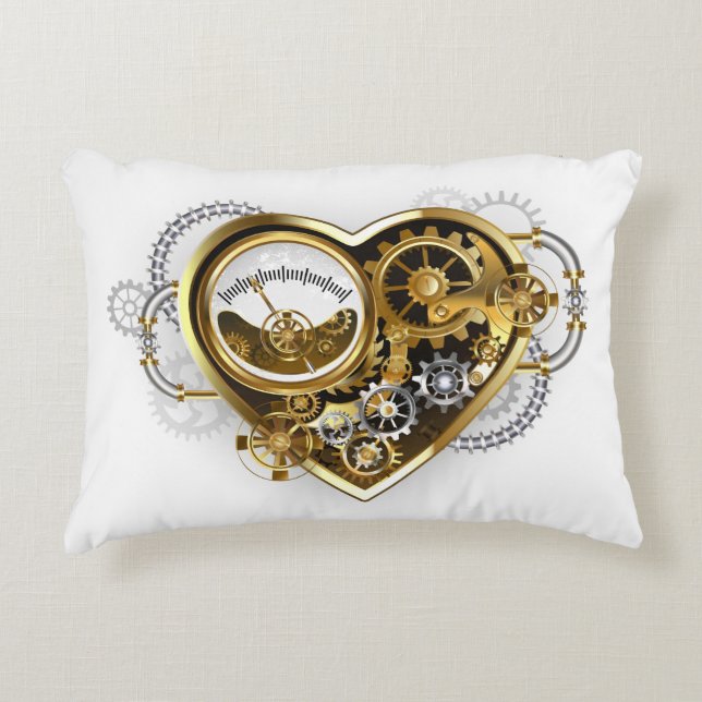 Almofada Decorativa Coração Steampunk com Manômetro (Frente)