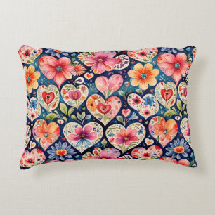 Almofada Decorativa Corações e Flores Sala de Menina