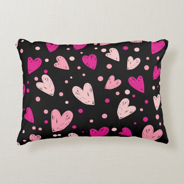 Almofada Decorativa Corações e Pontos Encantadores Padrão (Frente)
