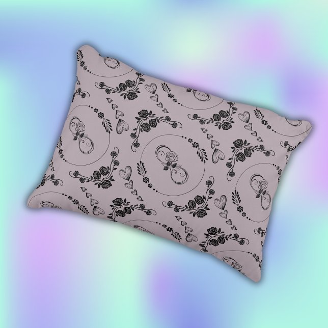 Almofada Decorativa Corações Negros Simples, Floral, Infinito em Mauve (Criador carregado)