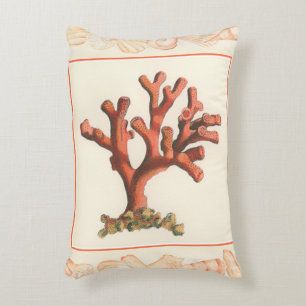 Almofada Decorativa Coral Vermelho com Borda de Shell Conch