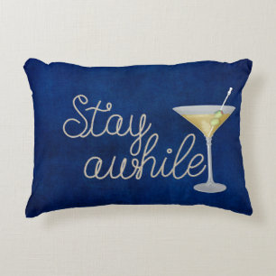 Almofada Decorativa Corda azul "fique um pouco"
