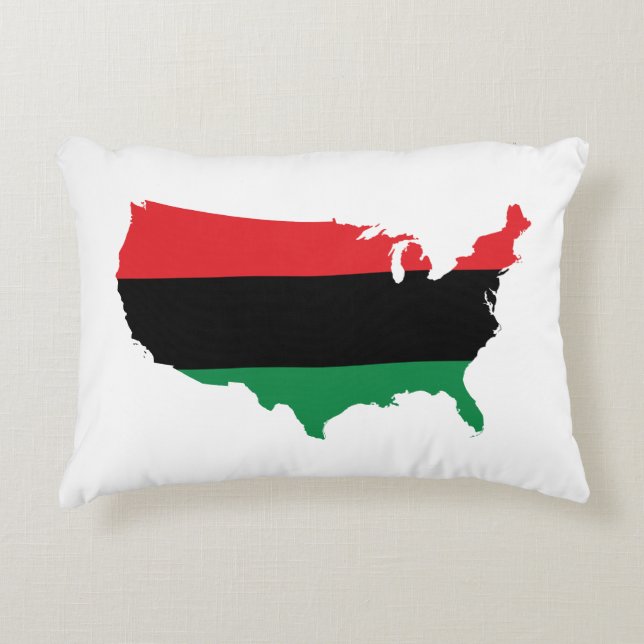Almofada Decorativa Cores Vermelhas, Pretas e Verde - Afro-Americano (Frente)