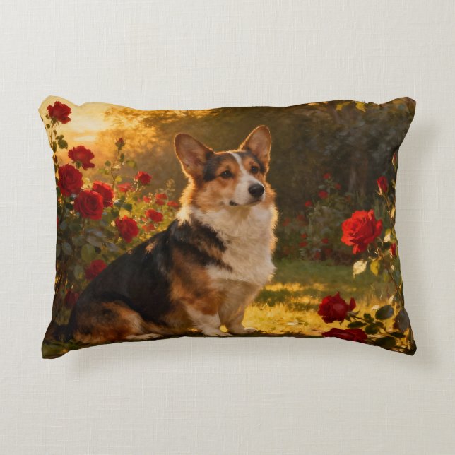 Almofada Decorativa Corgi in the Roses I (Frente)