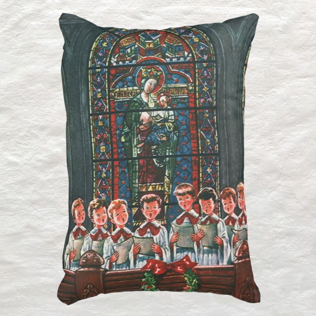 Almofada Decorativa Coro de Crianças Cantando Natal Antigo na Igreja (Criador carregado)