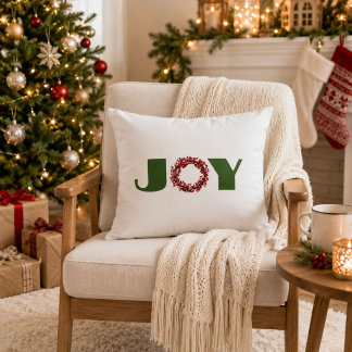 Almofada Decorativa Coroa de Natal Alegria Minimalista Casa de Campo F