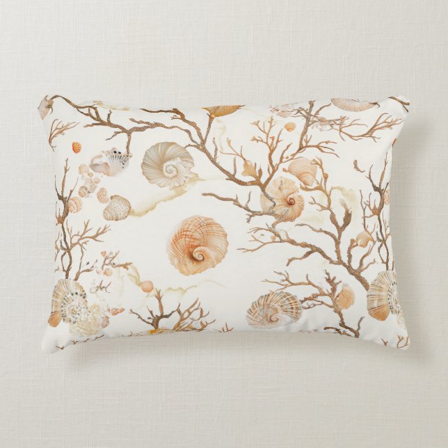 Almofada Decorativa Costeira russa - Conchas, Starfish, Recife (14) (Frente)