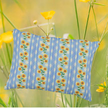 Country Cottage Blue White Yellow Sunflowers