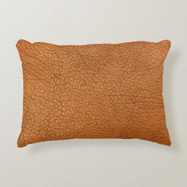 Almofada Decorativa Couro castanho de fundo fechado (Frente)