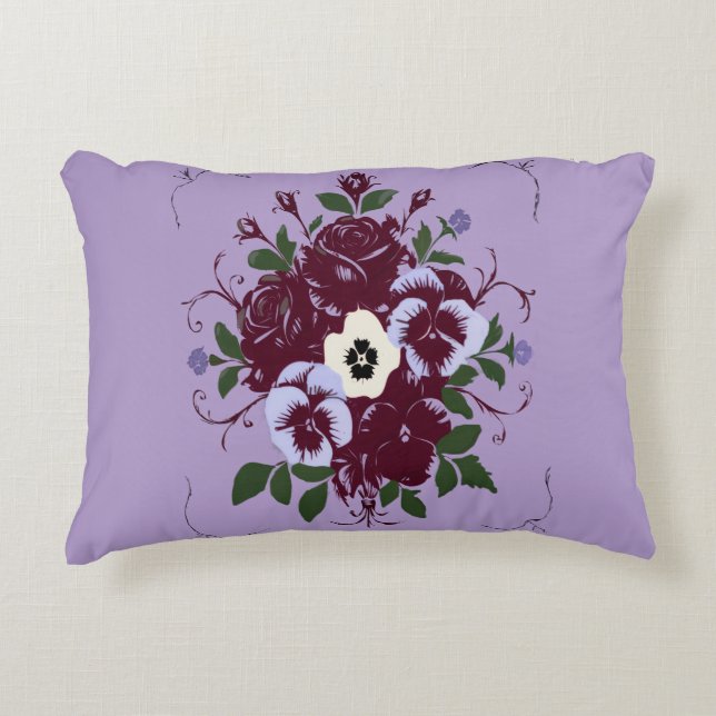 Almofada Decorativa Coussin rectangulaire - Bouquet de Violettes (Frente)