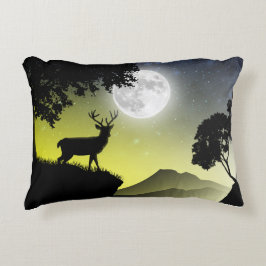 Almofada Decorativa Coussins Décoratifs Le cerf sous la lune jaune
