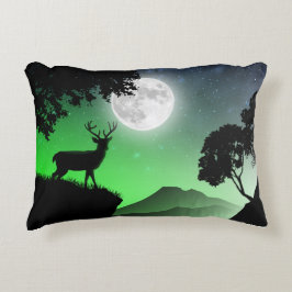 Almofada Decorativa Coussins Décoratifs Le cerf sous la lune vert