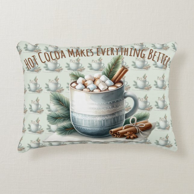 Almofada Decorativa Cozy Winter Cocoa Marshmallow Scene (Frente)