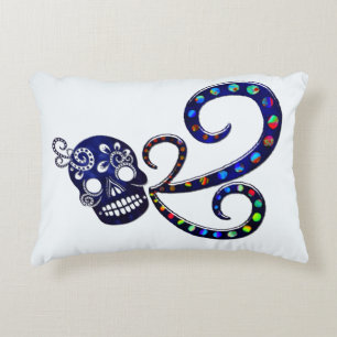 Almofada Decorativa Crânio mexicano 3D festivo