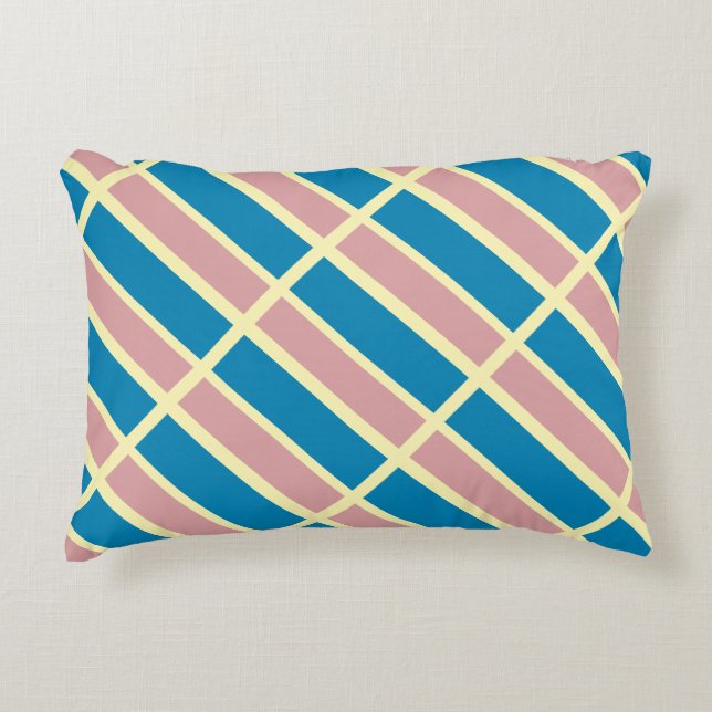 Almofada Decorativa Creme Azul e Rosa (Frente)