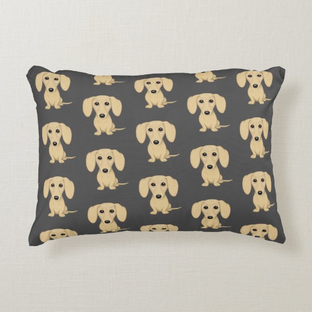 Almofada Decorativa Creme Short Haired Dachshund Patterno (Frente)