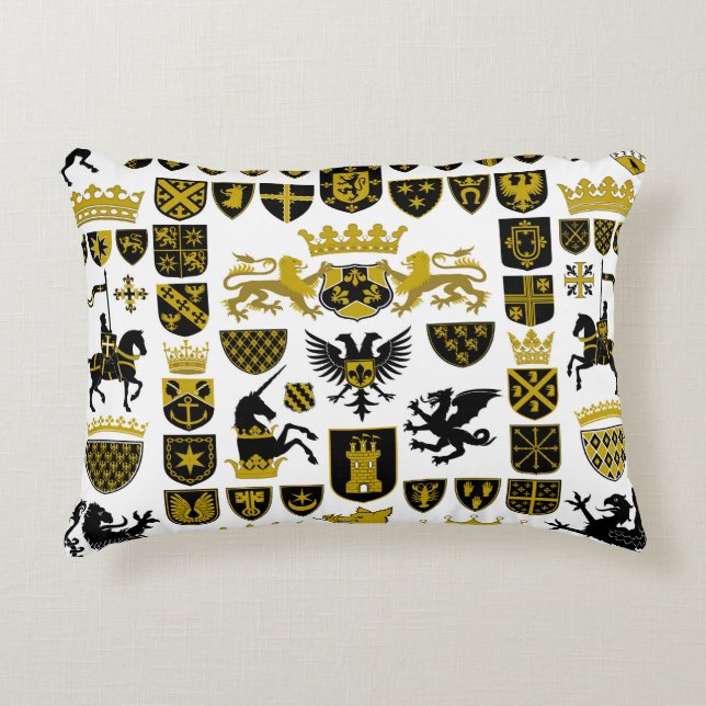 Almofada Decorativa Crestos herálsecos, designs simbólicos. (Frente)