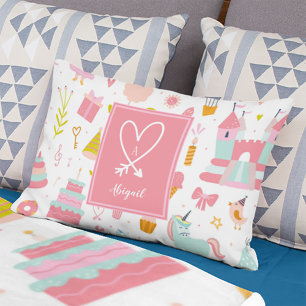 Almofada Decorativa Crianças com Monogramas, Padrão do Partido Unicórn