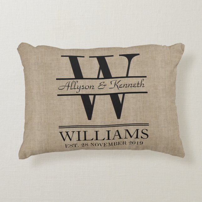 Almofada Decorativa Crie o seu próprio Monograma de aniversário do log (Frente)