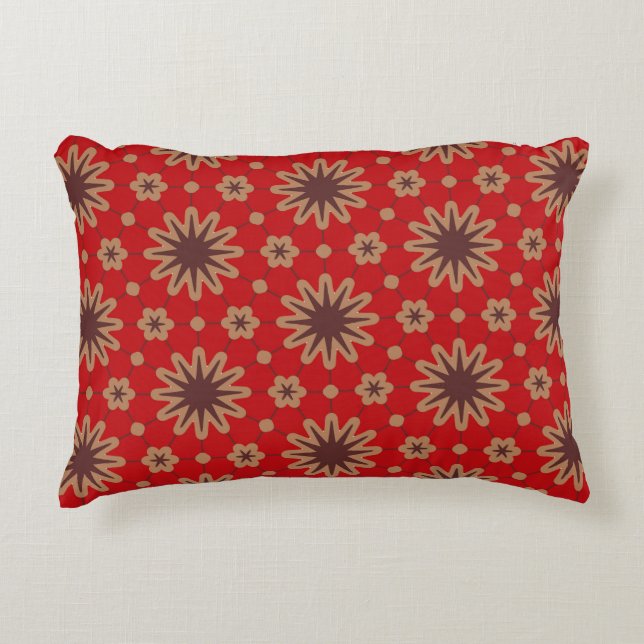 Almofada Decorativa Crimson Starburst Bloom (Frente)
