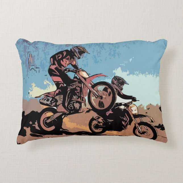 Almofada Decorativa Cross Country Race - Dirt Bike Racers (Frente)